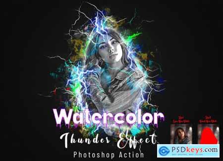 Watercolor Thunder Effect PS Action 7230409