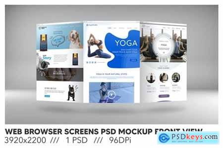 Web Browser Screens PSD Mockup Front View