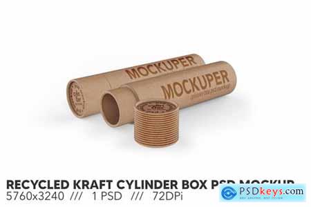 Recycled Kraft Cylinder Box PSD Mockup