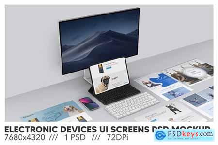 Electronic Devices and Ui Screens PSD Mockup