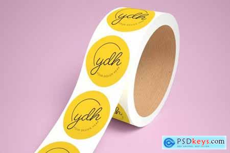 Round Stickers Roll Mockup
