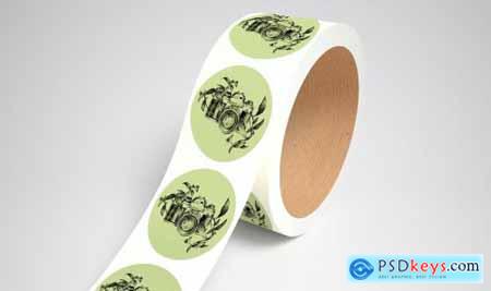 Round Stickers Roll Mockup