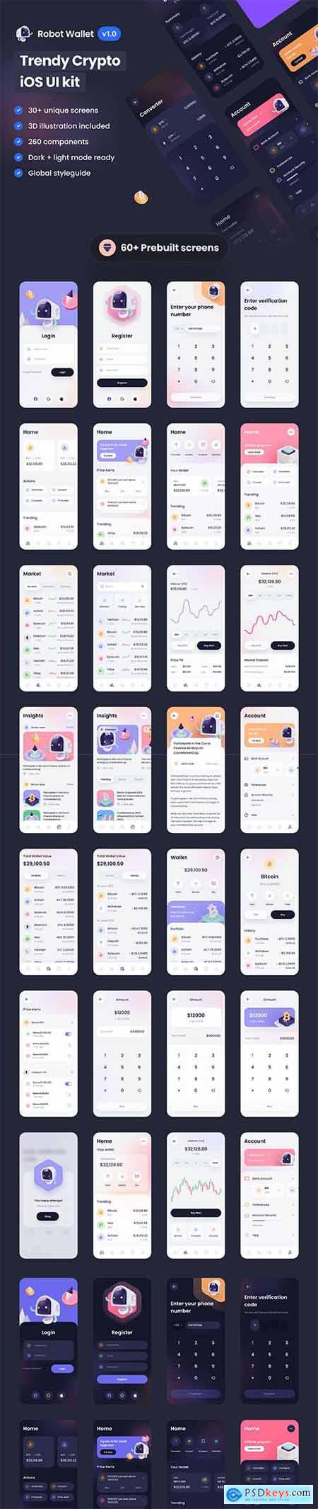 Robot Wallet  Crypto iOS UI Kit