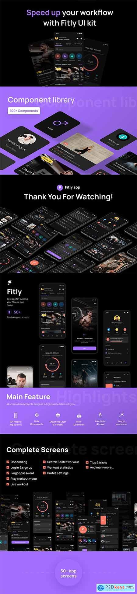 Fitly App - Modern Fitness App UI Design Kit