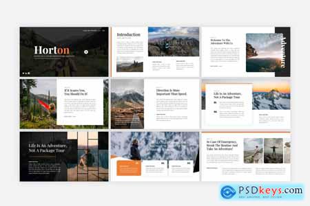 Horton - Adventure & Hiking Powerpoint, Keynote and Google Slides Template