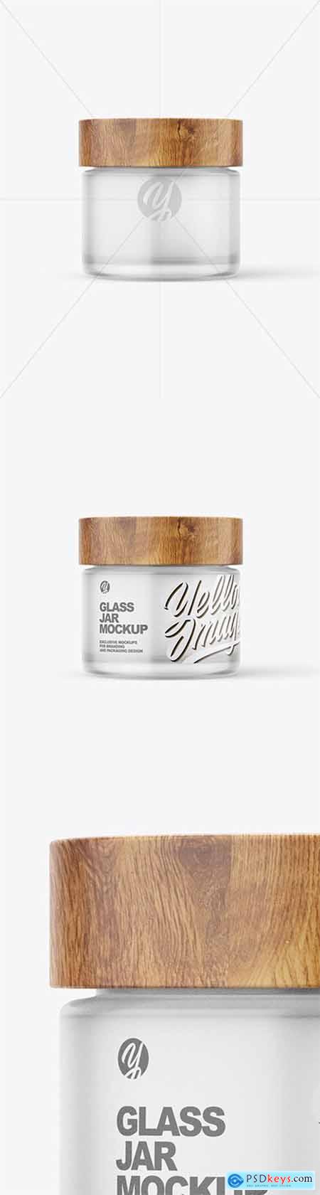 60ml Frosted Glass Jar W- Wooden Lid Mockup 80171