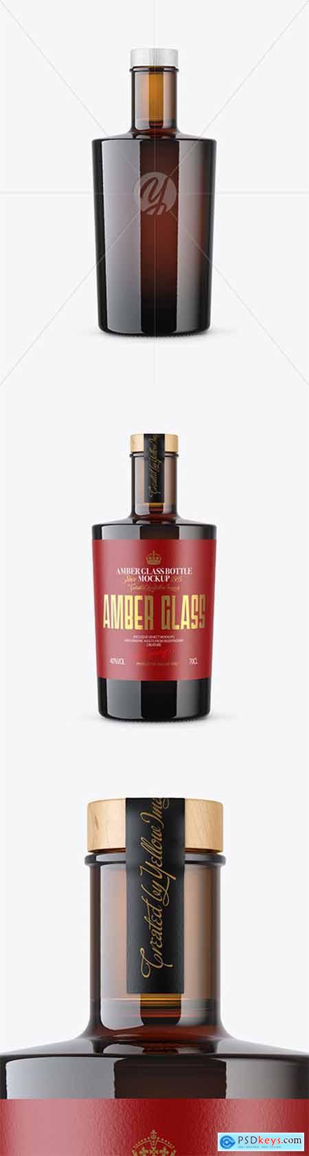 Amber Glass Bottle with Wooden Cap Mockup 80359
