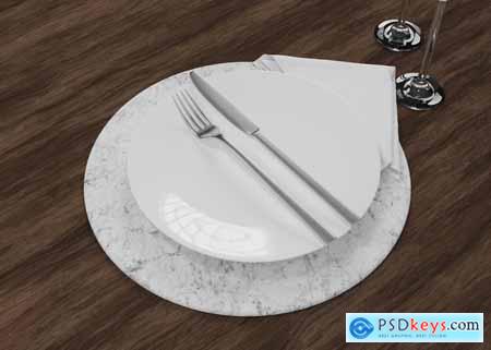 Placemat Napkin Plate Mockup