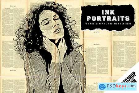 Ink Portraits Photoshop Action 77UUVU8