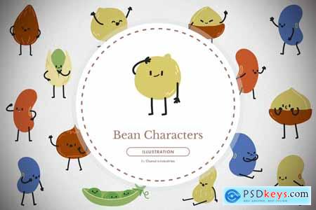 Bean and Nut Character Illustration Pack DTB6ADJ