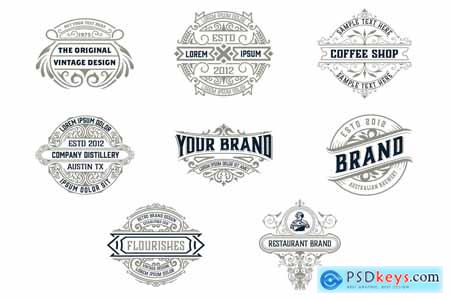 Set of 8 Vintage Logos and Badges NNESMZY