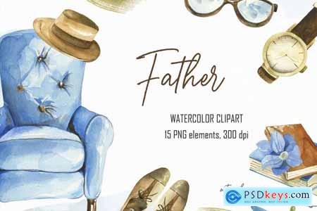 Watercolor clipart set to Father's Day in PNG