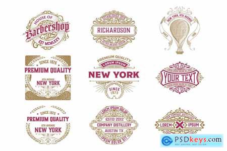 Pack of 9 logos and badges QAKDDQ8
