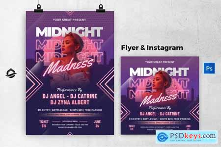 Midnight Madness Party Flyer & Instagram Post