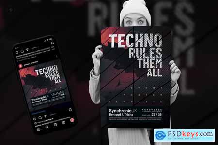 Techno Party Flyer Event Poster Template