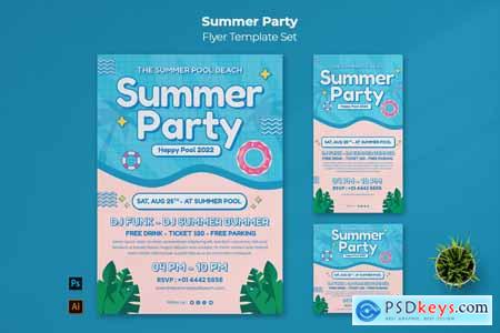 Summer Party Flyer Set Template