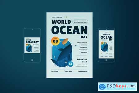 World Ocean Day Flyer Set