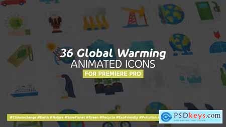 36 Global Warming Modern Flat Animated Icons - MOGRT 36825811