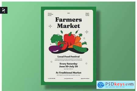 Farmers Market Flyer Set - Retro Style