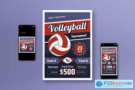 Volleyball Tournament Flyer Set