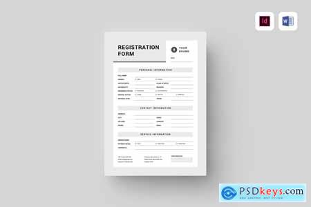 Registration Form MS Word & Indesign