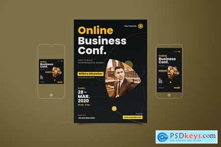 Modern Online Business Conference Flyer Set