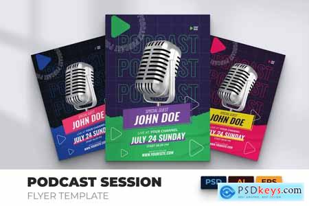 Podcast Session Flyer Ai, PSD, & EPS Template