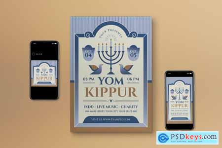 Blue Gradient Flat Design Yom Kippur Flyer Set