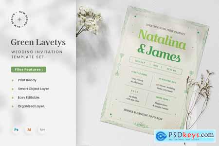 Green Lavetys - Wedding Invitation