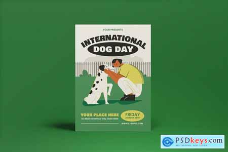 Green Flat Design International Dog Day Flyer