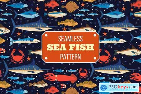 Sea Fish Seamless Pattern Set