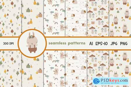 Cute Autumn Seamless Patterns Collection