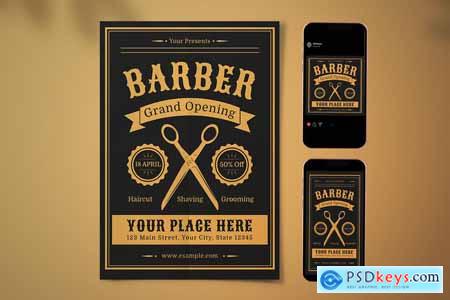 Grand Opening Barbershop Flyer Set
