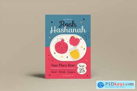 Red Hand Drawn Rosh Hashanah Flyer