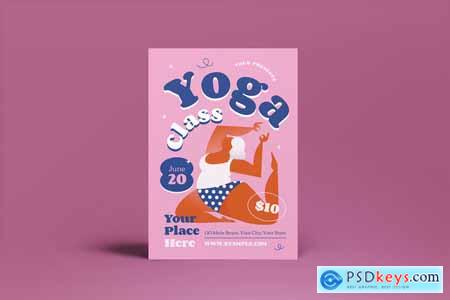 Pink Flat Design Yoga Class Flyer