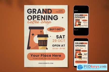 Grand Opening Coffee Shop Flyer Set