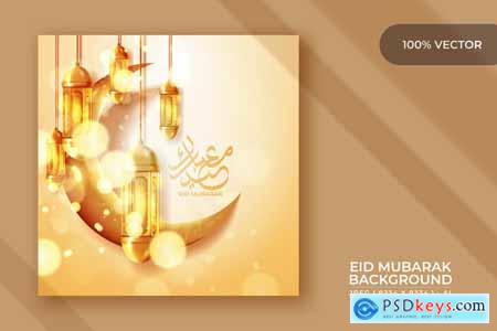 Eid Mubarak calligraphy with lantern