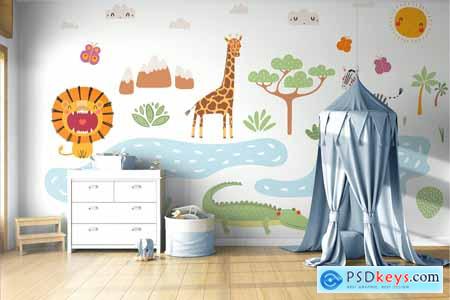 Wall Mural Mockup in Baby's Room P2EVEW3
