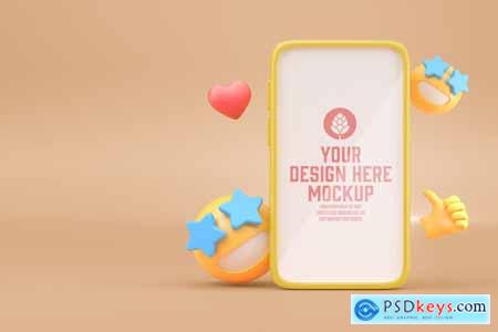 3D Mobile with Emojis Mockup