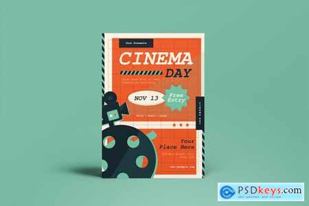 Orange Flat Design Cinema Day Flyer