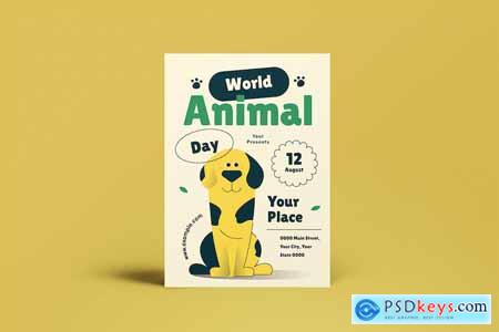 Yellow Flat Design World Animal Day Flyer