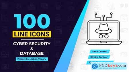100 Cyber Security & Database Line Icons 38906556
