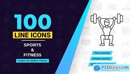 100 Sport & Fitness Line Icons 38906642