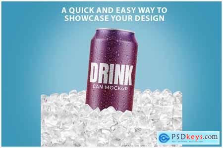 Can with Water Drops on Ice Mockup Template