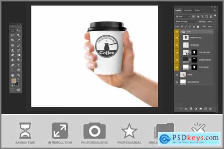 Coffee Cup in Hand Mockup Template