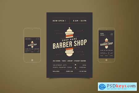 New Barber Shop Flyer Set