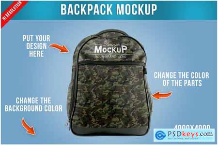 Backpack Mockup Front View Template