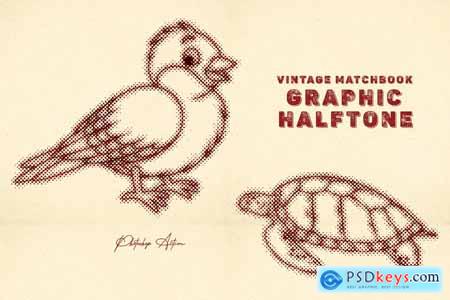 Vintage Matchbook Graphic Halftone Effect