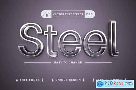 Realistic Steel - Editable Text Effect, Font Style