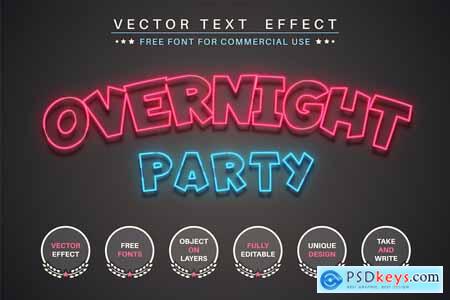 Night Party - Editable Text Effect, Font Style